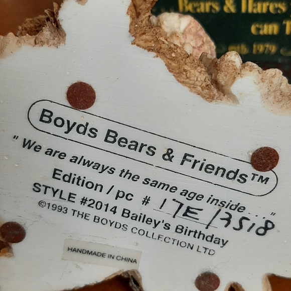 Bailey’s Birthday Boyd’s Bear figurine 1993 - Picture 4 of 4